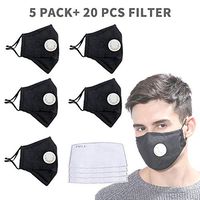 Bangni Reusable Face Mássk with Filters Breather Valve for Adults w/4Replacement Filters,Dustproof 口罩 Windproof PM2.5 Cotton Masque Mouth Protection for Germs Virüs Coronávirùs Flü (black 5PC)