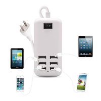 CableVantage 6 Ports USB Charger Hub Desktop US Plug AC Power Wall Travel Charging Adapter Slots Charging Station Extension Socket Outlet with Cable