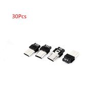 Qiying 30 Pcs Micro USB 5Pin B Male in-line Connector Soldering Jack