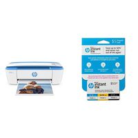 HP DeskJet 3755 All-in-One Compact Printer with Wireless Printing - Blue Accent (J9V90A) with Instant Ink Prepaid Card for 50 100 300 Page per Month Plans (3HZ65AN)