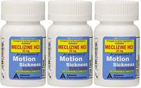 Meclizine 25 mg Generic for Bonine Chewable Tablets for Prevention of Motion Sickness and Anti-Nausea 100 Tablets per Bottle Pack of 3 Total 300 Tablets