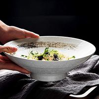 AXZHYX Bowl Ceramic Bowl Fruit Salad Plate Snack Dessert Tableware Dish Tray Bucket Bowl White 24x8cm Hotel Tableware Home Noodles Boiled Fish Soup Bowl