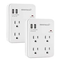 OviiTech Multi-Functional Surge Protector Wall Mount Outlet 4-Outlet Plug and Dual 2.1A USB Charging Ports,Socket Outlets Adapter,White,ETL Listed,2 Pack