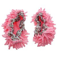 ZYHW Microfiber Chenille Elastic Cuff Floor House Cleaning Mop Slippers Shoes Pair (Pink)