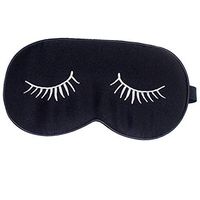 Kaptin Black Natural Silk Sleep Mask, Smooth Blindfold, Best Sleeping Eye Mask for Travel, Nap, Meditation, with Adjustable Strap for Adults and Kids, Eyelashes Patterns (1Pcs, White)