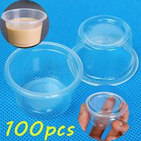 Pink Lizard 100pcs 1oz 30ml Cup With Lid Clear Plastic Pudding Jelly Sauce Cup