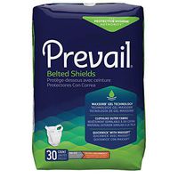 Prevail Incontinence Belted Shields, Extra Absorbency, One Size, 30 Count (Single Pack)