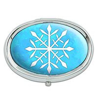 Snowflake Metal Oval Pill Case Box