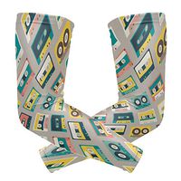 LEVEIS Retro Audio Tapes Arm Sleeves UV Protection for Men Women Sunblock Protective Gloves Running Golf Cycling Driving Long Arm Cover 1 Pair