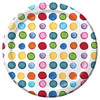 Creative Converting 8 Count Dotted Round Premium Paper Luncheon Plates, Multicolor, 8"