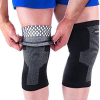 Mava Sports Reflexology Knee Compression Sleeve for Men and Women - Effective Support for Joint Pain, Arthritis Relief, Recovery and Blood Circulation - Great for Running & Walking (Black & Grey, XXXL