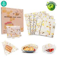 SXUUXB Beeswax Food Wraps, Reusable Beeswax Wrap beeswax wrap kit 5 Packs -1 Large Beeswax Wrap - 2 Medium - 1 Small -1 Mini Size Eco Wrap Beeswax Organic Sustainable Eco Friendly Storage Wax Wraps