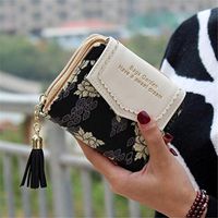 LTDD Fashionable Women Ladies Flower Print Wallet Short Card Holder Purse