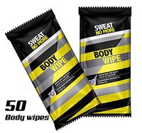 Sweat No More Extra Large 10 x 9" Deodorizing Body Wipes for Outdoor Activities Cleaning and Deodorizing, Remover Sweat, Dirt and Body Odor, Individually Wrapped - Pack of 50