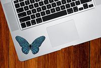 Yadda-Yadda Design Co. Patterned Butterfly - Vinyl MacBook Laptop Decal Sticker - Copyright2016 YYDC (Size and Color Choices) (Small, 3.5" w x 2" h, Blue)