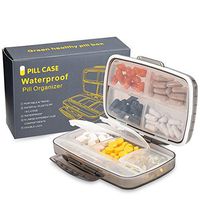 Travel Pill Organizer Case - Portable Supplement Organizer with 8 Large Compartments, Moisture Proof & Airtight Vitamin Organizer, Daily Pill Box Case for Medication/Fish Oils(Gray)