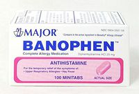 Major Banophen Tablets 25mg, 100 count per Bottle