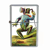 Perfection In Style Wind Proof Dual Torch Refillable Lighter Vintage Frogs Design 003