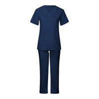 Nursing Scrub Set, Cnebo Unisex V Neck Working Uniform Short Sleeve Tops and Wide Leg Pants Men Women Workwear Suit