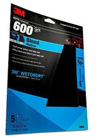 3M Wetordry Sandpaper, 32036, 600 Grit, 9 in x 11 in, 5 per pack