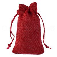 50 Pack - CleverDelights 4" x 6" Red Burlap Bags with Natural Jute Drawstring - Small Burlap Pouch - Christmas Present Holiday Décor Rustic Party Favor Bags