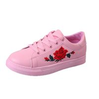 Baigoods Fashion Women's Straps Sports Running Sneakers Embroidery Flower Street Beat Spring Summer Autumn Shoes (US:7.5, Pink)