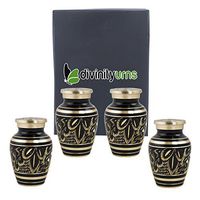 Classic Radiance Brass Keepsakes Set of 4 - Elite Black & Gold Keepsake Urns - Engraved Majestic Radiance Token Urns - Handcrafted and Affordable Mini Urns for Ashes