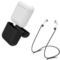 GBSELL Fashion Soft Silicone Protective Cover Case + Wire Anti Lost For Apple AirPods Earphones (Black)