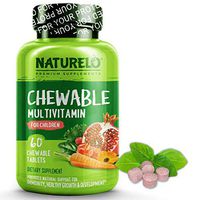 NATURELO Chewable Multivitamin for Children - with Natural Vitamins, Whole Food Minerals, Organic Fruit, Vegetable Extracts - Best Vegan, Vegetarian Supplement for Kids - 60 Tablets