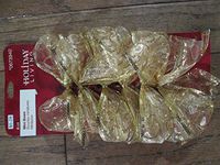Gold Wired Lace Ribbon Small 6" Bows with 4 Loops and 4 Tails (5 Per Package)