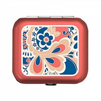 Light Weight Metal Divided Pill Box Pillbox Case Hinged (Coral Skies Layla)