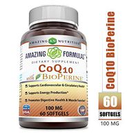 Amazing Formulas CoQ10 with Bioperine-60 Softgels(Non-GMO,Gluten Free)-Supports Cardiovascular & Circulatory Health - Supports Energy Production - Promotes Digestive Health & Muscle Function. (100 Mg)