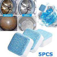 Solid Washing Machine Cleaner, Effervescent Tablet Washer Decontamination Cleaning Detergent Descaler Deep Remover Deodorant for Bath Room Kitchen (5pcs)