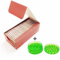 1 Box 50 Booklets Moon Red Cigarette Tobacco Smoking Rolling Papers 2500 Leaves with Grinder