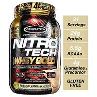 MuscleTech NitroTech Whey Gold, 100% Whey Protein Powder, Whey Isolate and Whey Peptides, Vanilla, 2.2 Pound