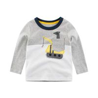 Toddler Kids Baby Boy Long Sleeve Cartoon Car Shirt Tops Tee Clothes Outfits Middle and Small Children Boys Long Gray