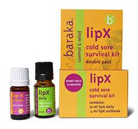 Baraka LipX Survival - Fast Acting Organic All Natural Cold Sore Remedy and Fever Blister Relief with Essential Oils - Survival Kit - Relief and Control