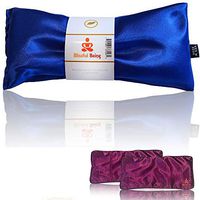 Blissful Being Lavender Eye Pillow with Purple Satin Cover- Hot or Cold Aromatherapy Eye Pillow perfect for Naps, Yoga, Meditation - Natural Herbal Relaxation (Sapphire with purple cover bundle)