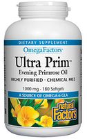 Omega Factors by Natural Factors, Ultra Prim Evening Primrose Oil, Promotes Women's and Immune Health with Omega-6 GLA, 180 softgels (180 servings)