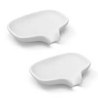 SUBEKYU Soap Dish with Draining Tray, Silicone Soap Holder Saver for Shower/Bathroom, Keep Soap Bars Dry Clean, 2 Pack, White and Gray (2 White)