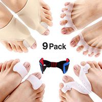 Bunion Corrector and Bunion Pain Relief Kit, Gel Bunion Pads & Sleeve, Toe Separators Spacers Straighteners for Men and Women- Hammer Toe,Hallux Valgus, Big Toe Joint in Toe 9 Pack