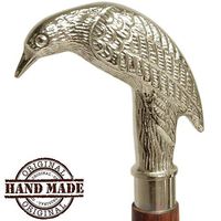 Deals on Columbus Day- 37 Inch Walking Stick Derby Wooden Walking Stick Cane for Men and Women - Golden Ebony Brass Bird Handle in Silver Tone Natural Wood Walking Stick Cane for Men/Women