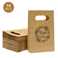 Brown Craft Paper Bag with Handled,Friday Night Craft Treat Bags 8.5 * 5.5 * 2 Inch for Wedding Party Business(50pcs）