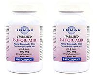 Humax R-Lipoic Acid (RLA), Stabilized, 100mg, 90 Count Veggie Caps (2 Bottles)