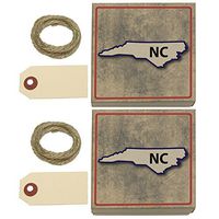 North Carolina NC State Outline on Faded Blue Kraft Gift Boxes Set of 2