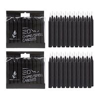 Mega Candles 40 pcs Unscented Black Mini Taper Candle, 4 Inch Tall x 1/2 Inch Diameter, Great for Casting Chimes, Rituals, Spells, Vigil, Witchcraft, Wiccan Supplies, Wax Play & More