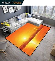 Bigdatastore Egypt Moon & Stars Area Rug Anti Slip, Sacred Geometry Symbol Hanging in The Air Sun Ancient Scenery Reflection Print, Fashionable High Class Living Bedroom Rugs(8'x 10')