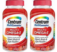 Centrum MultiGummies Multi + Omega-3 Supplement That Supports a Healthy Body, Heart, Brain and Eye Strength in Delcious Natural Strawberry, Lemon and Orange Flavor (100 Gummies) Pack of 2