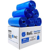 Reli. SuperValue 13 Gallon Recycling Bags (300 Count) Blue Trash Bags 13 Gallon - Garbage Bags (13 Gal - 16 Gal Tall Kitchen Garbage Bags in Bulk), Blue