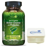Irwin Naturals Active-Cleanse & Probiotics Aloe & Triphala Cleanse & Detox 2-Part Colon Care Formula - 60 Liquid Soft-Gels - Bundle with a Lumintrail Pill Case